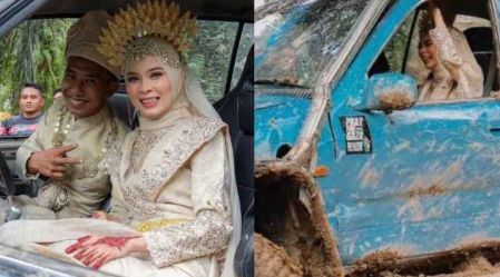 Tak Pernah Dibuat Orang Pasangan Pengantin Main Jeep Redah