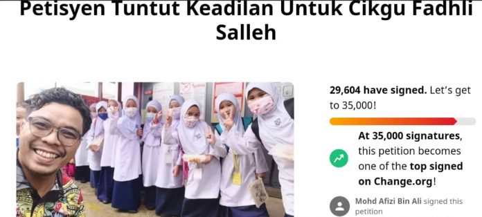 Hampir 30,000 Tandatangan Petisyen Sokong Cikgu Fadhli - Sengat Daily